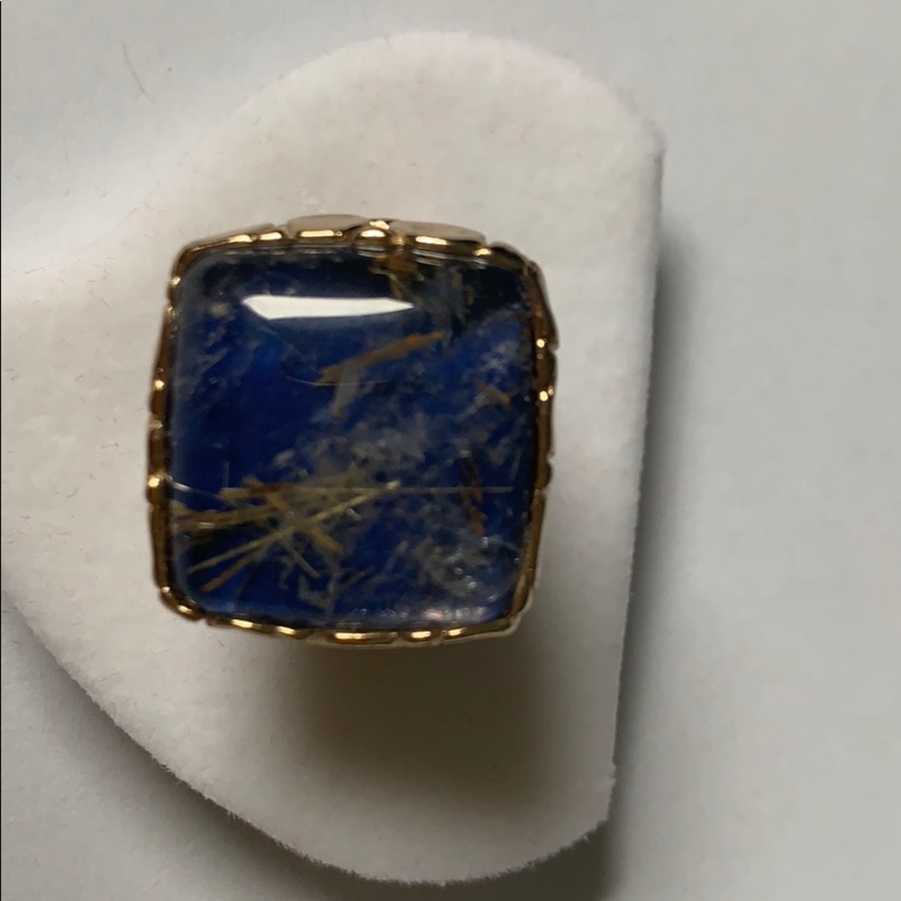 Crocodile ring lapis lazuli and quartz